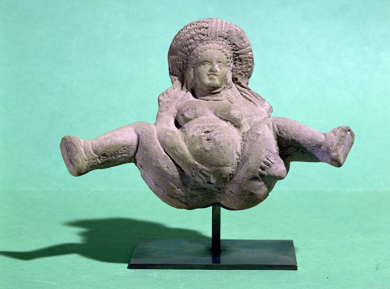 Statuette af en fødende kvinde, givet til gravide kvinder til en vellykket fødsel, fra Alexandria (terracotta) af Egyptian Ptolemaic Period