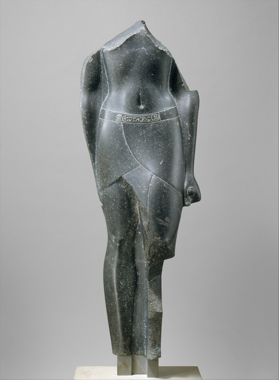 Torso af en ptolemæisk konge, indskrevet med kartoucher af en sen Ptolemæus, 80-30 f.Kr. (basalt) af Egyptian Ptolemaic Period