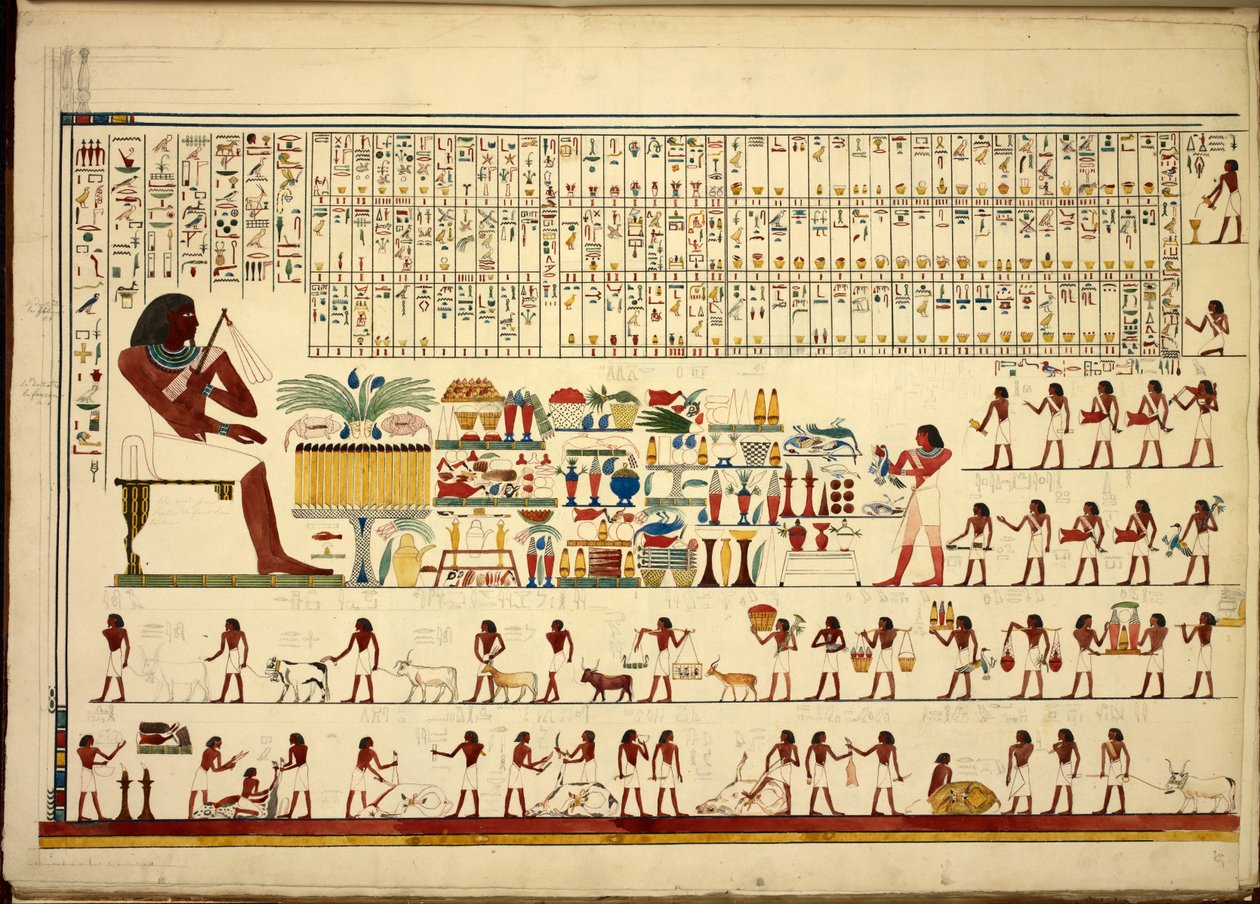 Egyptiske hieroglyffer, fra udsigter osv., fra Sheikh-Hassan til Beni-Hassan, Atlas Folio (papir) af Egyptian School
