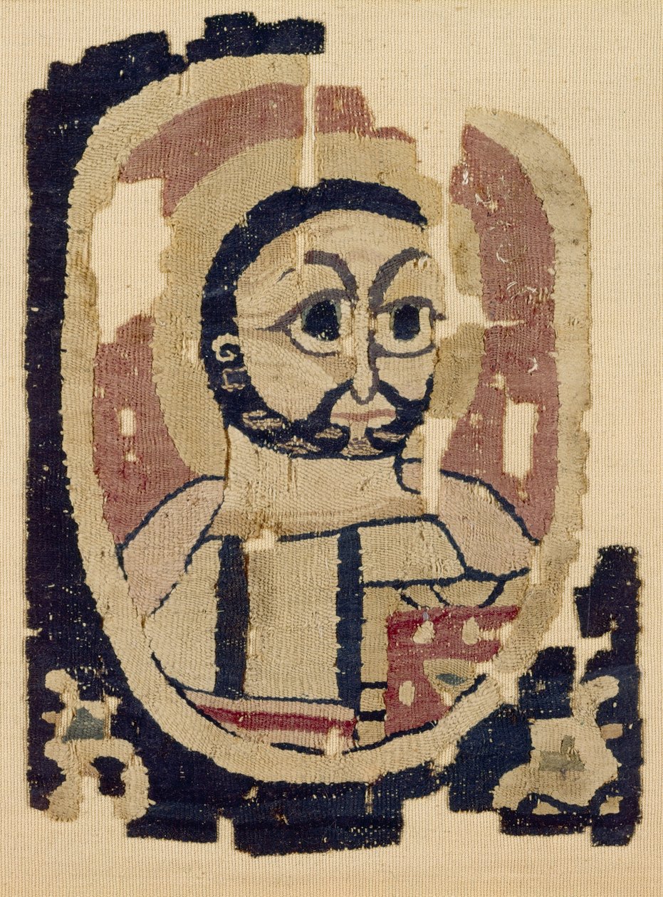 Fragment af et hoved, koptisk (tekstil) af Egyptian School