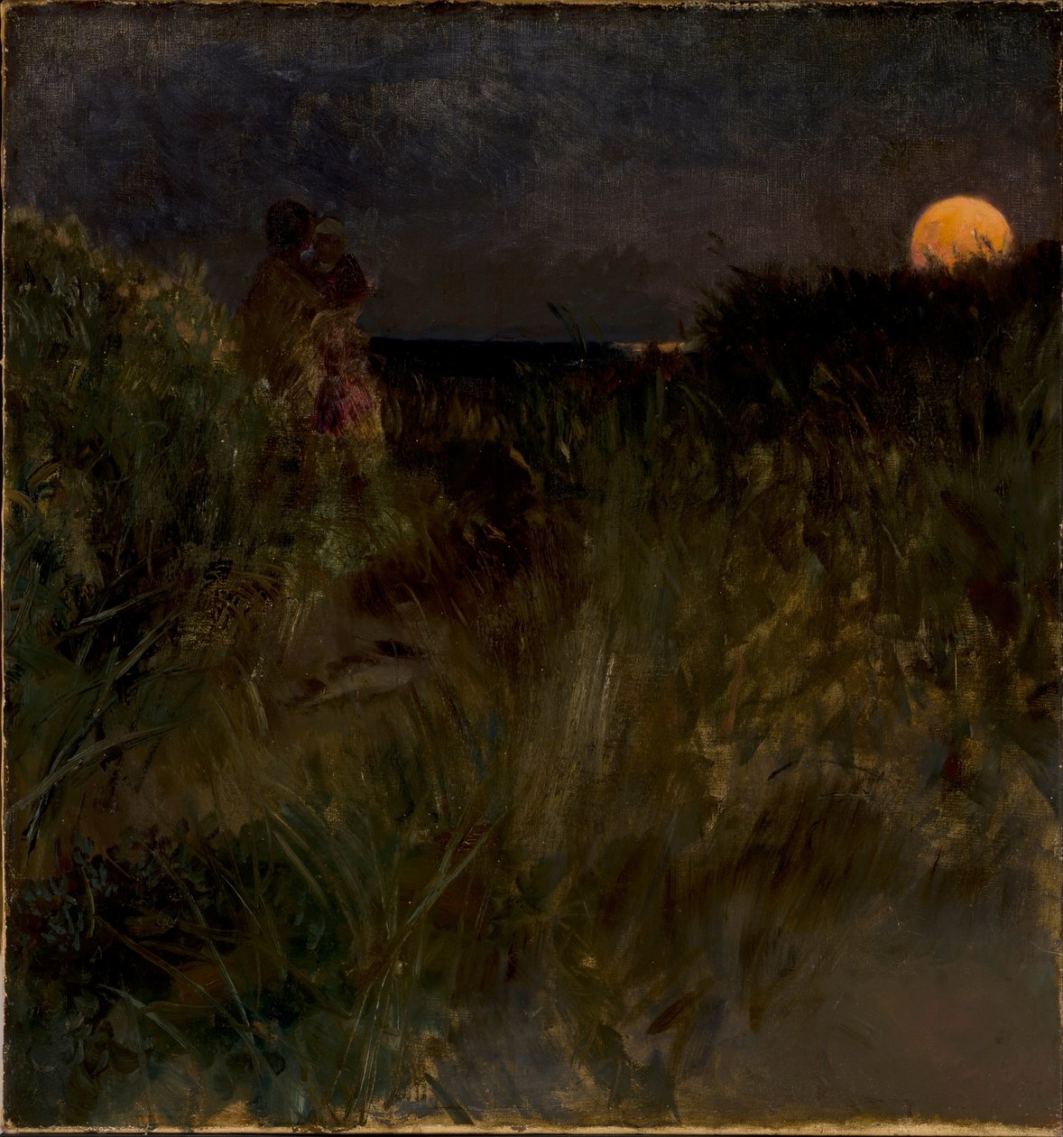 Måneopgang over klitterne af Hjalmer Eilif Emanuel Peterssen