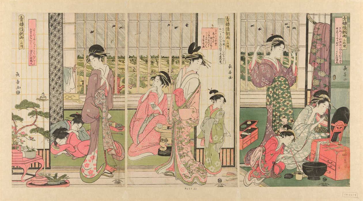 Regn morgenen efter i Pleasure Quarter af Eishōsai Chōki