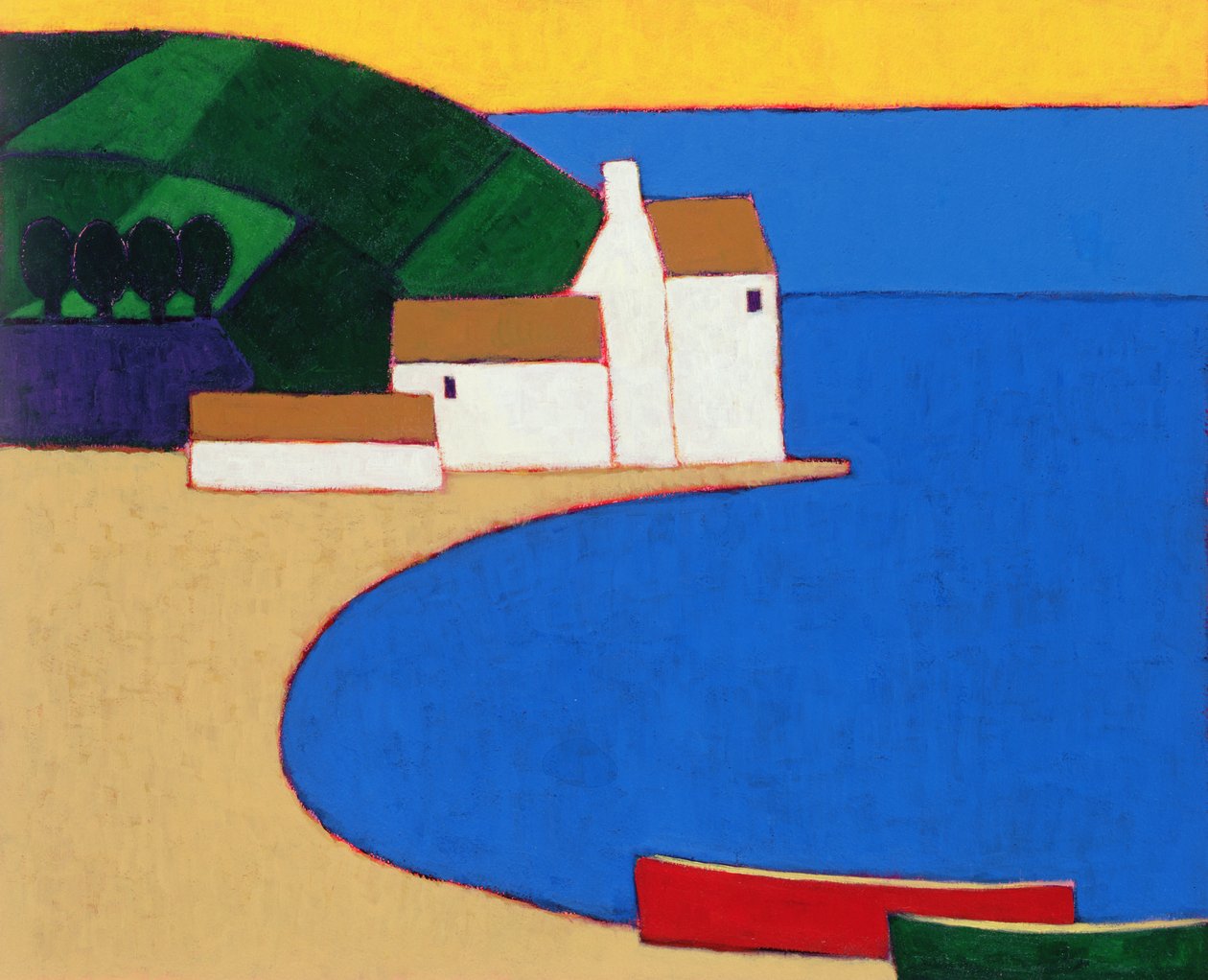 Bugt i det sydlige Bretagne, 2004 (akryl på papir) af Eithne Contemporary Artist Donne