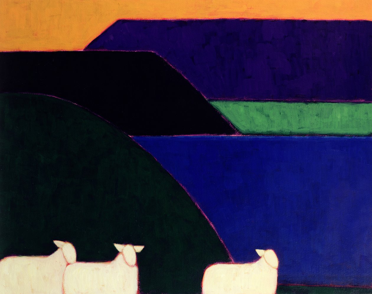 Fjord Snaefellness, 1999 (akryl på papir) af Eithne Contemporary Artist Donne