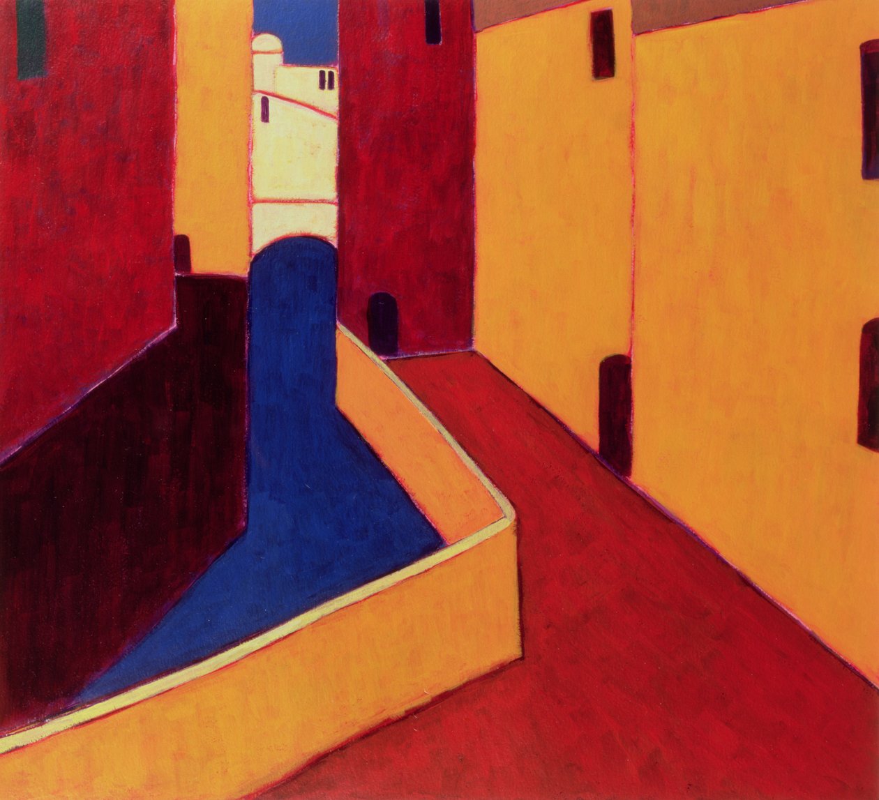 Fondamenta dei Sartori, Venedig, 1999 (akryl på papir) af Eithne Contemporary Artist Donne