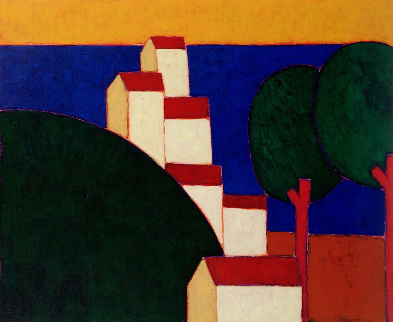 I de provencalske alper, 1999 (akryl på papir) af Eithne Contemporary Artist Donne