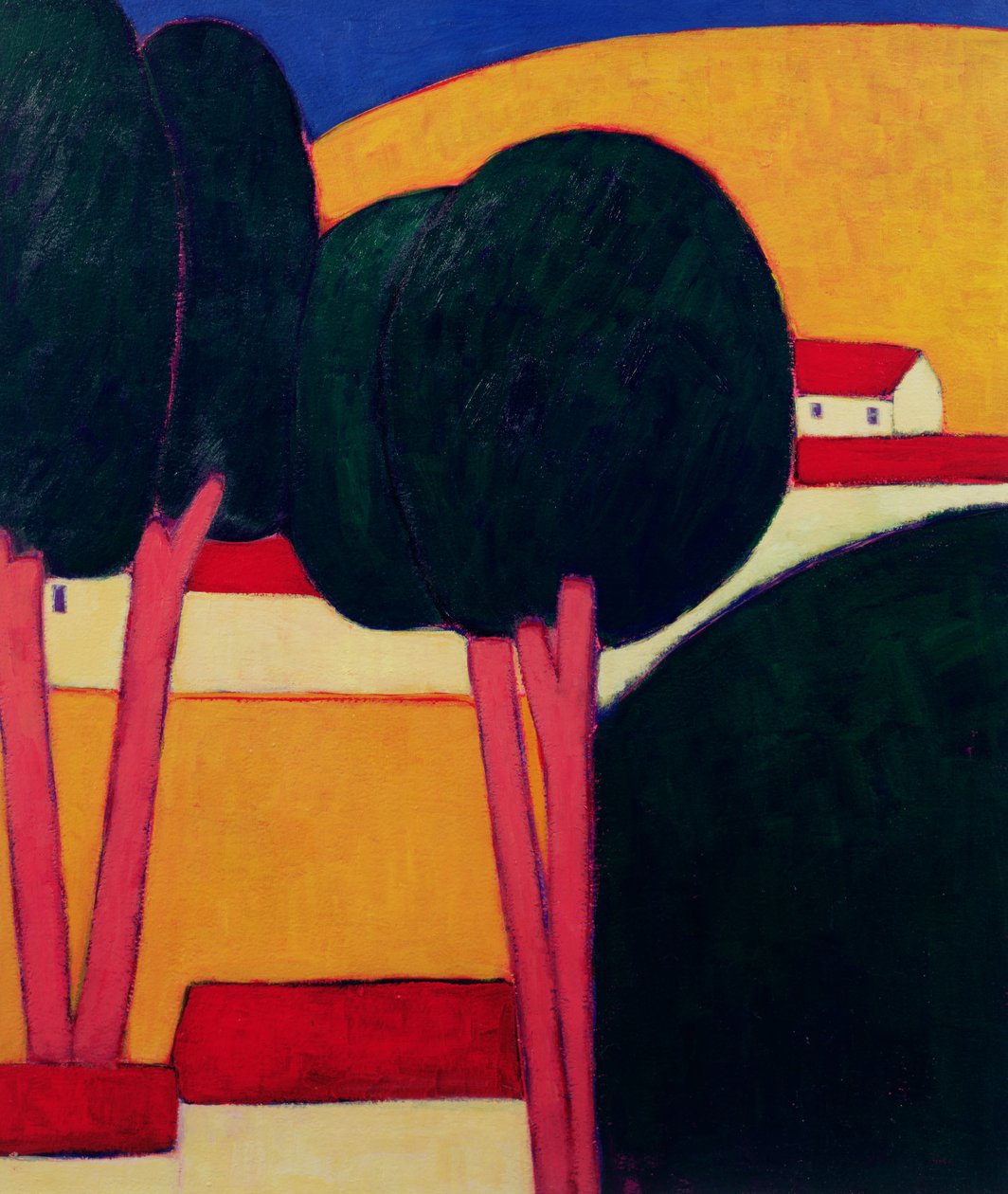 Provencalsk gård, 1997 (akryl på papir) af Eithne Contemporary Artist Donne