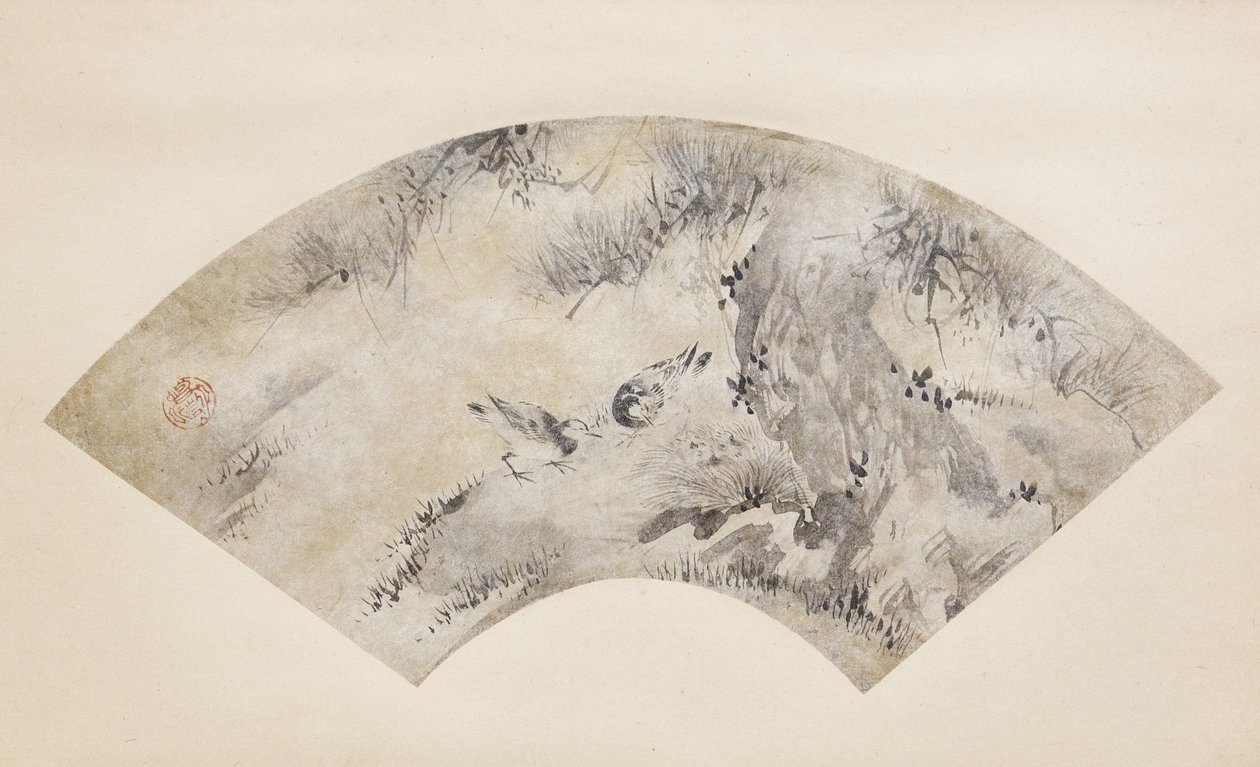 Birds And Pine Tree, ca. 1570-1590 (blæk og guld på papir) af Eitoku Kano