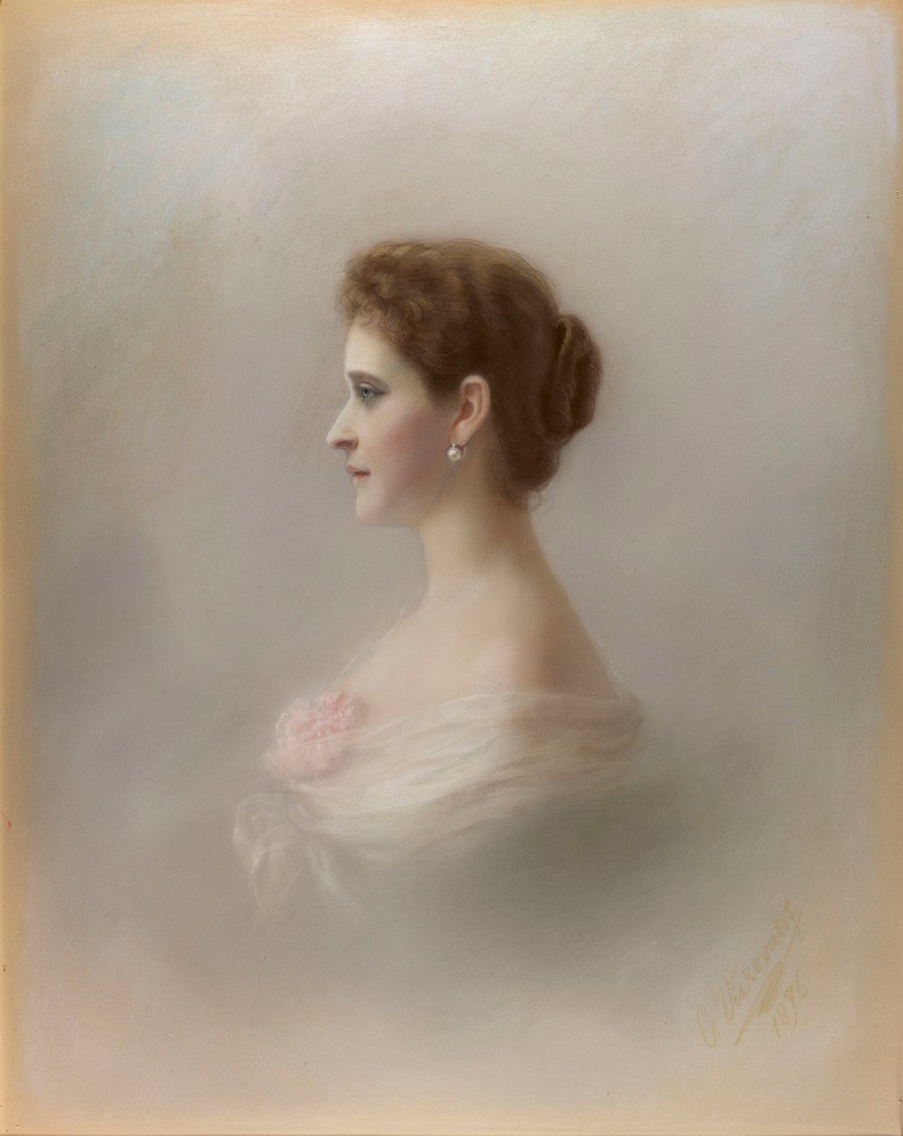 Portræt af storhertuginde Elizaveta Fyodorovna, prinsesse Elizabeth af Hessen og ved Rhinen, 1896. af Ekaterina Ieronimovna Viskovatova