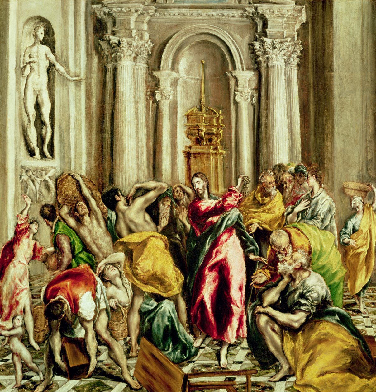 Jesus fordriver købmændene fra templet, 1610-14 af El Greco
