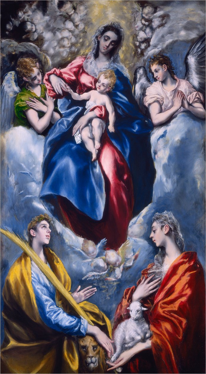 Madonna og barn med Saint Martina og Saint Agnes, 1597-1599 af El Greco