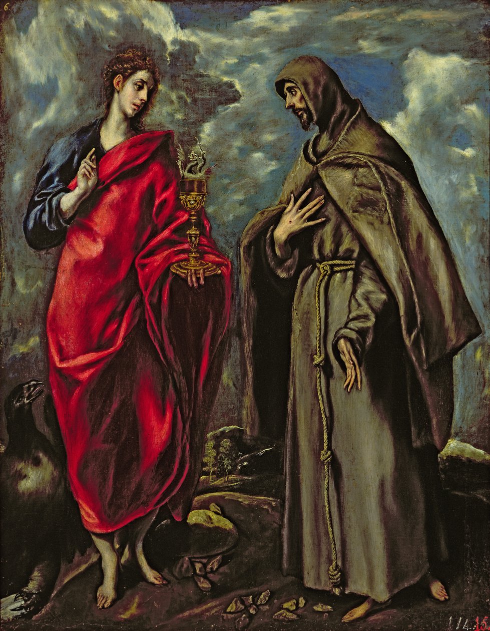Johannes evangelisten og den hellige Frans, ca. 1600 af El Greco