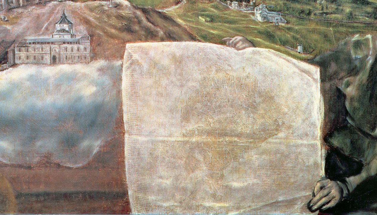 Se og kort over byen Toledo olie på lærred detalje af 124615 af El Greco