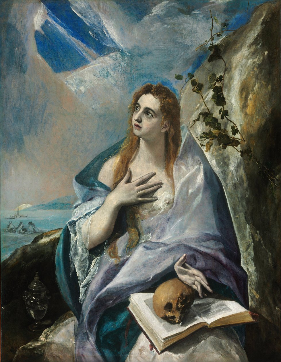 ""La Madeleine repentante"" Maleri af Domenikos Theotokopoulos dit El Greco (1541-1614) 16eme siecle - El Greco, Dominico (1541-1614) - 1577 - Olie på lærred - 156,5x121 - Szepummuveszeti, Budapest Muze af El Greco