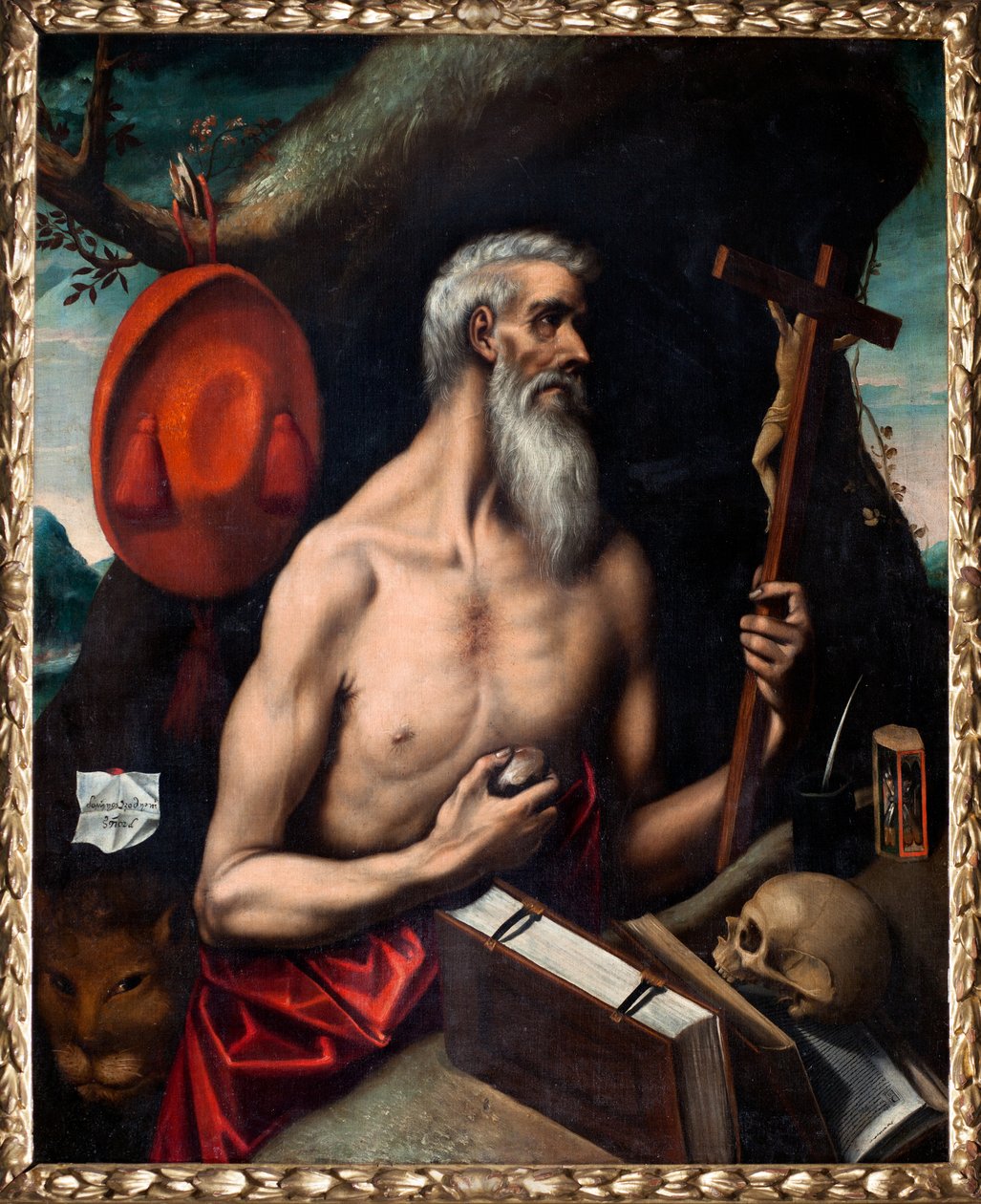 Sognemuseum. Maleri. Sankt Jeronimo (San Jerónimo). Olie på lærred. Tilskrevet El Greco-skolen, af El (1541 1614) (follower of) Greco