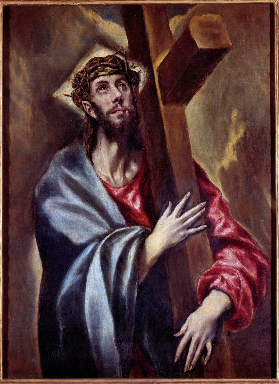 Kristus bærer korset Maleri af Domenikos Theotokopoulos dit El Greco (1541-1614) 1605 Søn. 1,08x0,78 m Madrid, Prado Museum - Kristus bærer korset. Maleri af Domenikos Theotokopoulos kendt som El Greco (1541-1614) 1605. 1,08 x 0,78 m. Prado Mus af El Greco