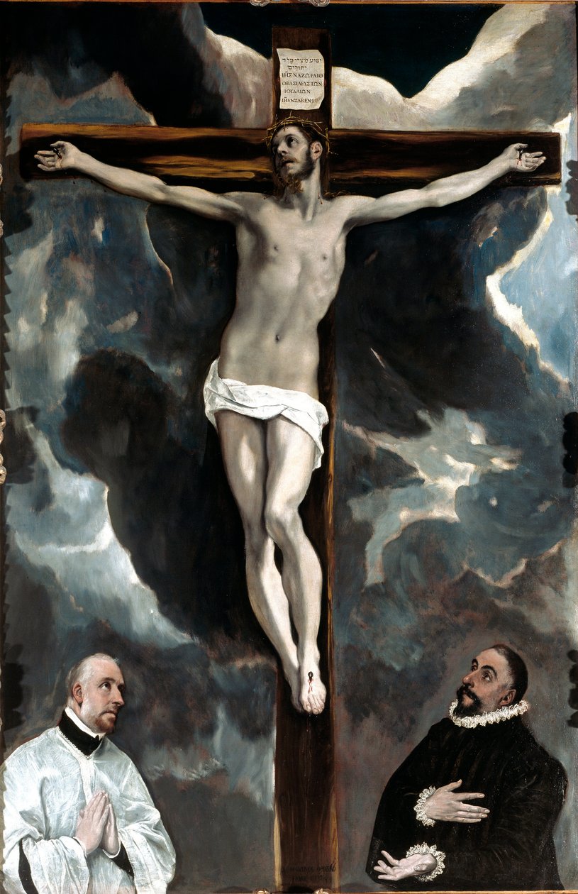 Kristus på korset tilbeder af de to donorer (maleri af El Greco