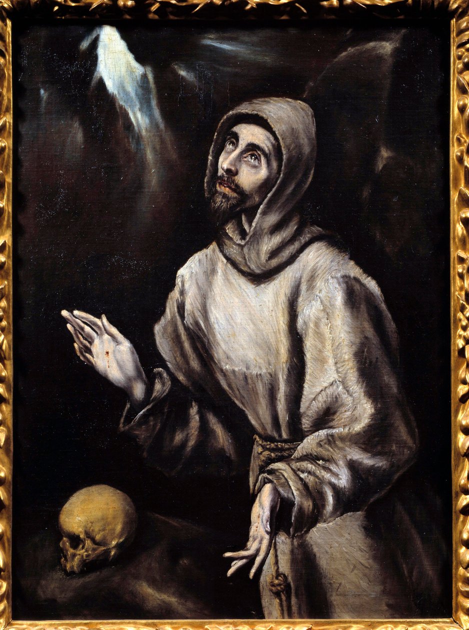 Sankt Francois af Assisi (1181-1226) modtager stigma Maleri (Vanita) af Domenikos Theotokopoulos dit El Greco (1541-1614) 1595 Søn. 0,76x0,57 m Pau, Museum of Fine Arts af El Greco