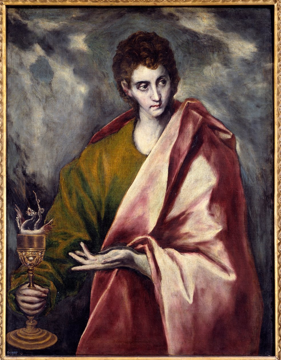 Sankt Johannes evangelisten Maleri af Domenikos Theotokopoulos dit El Greco (1541-1614) 1600-tallet søn. 0,9x0,77 m Madrid, Musee du Prado - Sankt Johannes evangelisten. Maleri af Domenikos Theotokopoulos kendt som El Greco (1541-1614) af El Greco