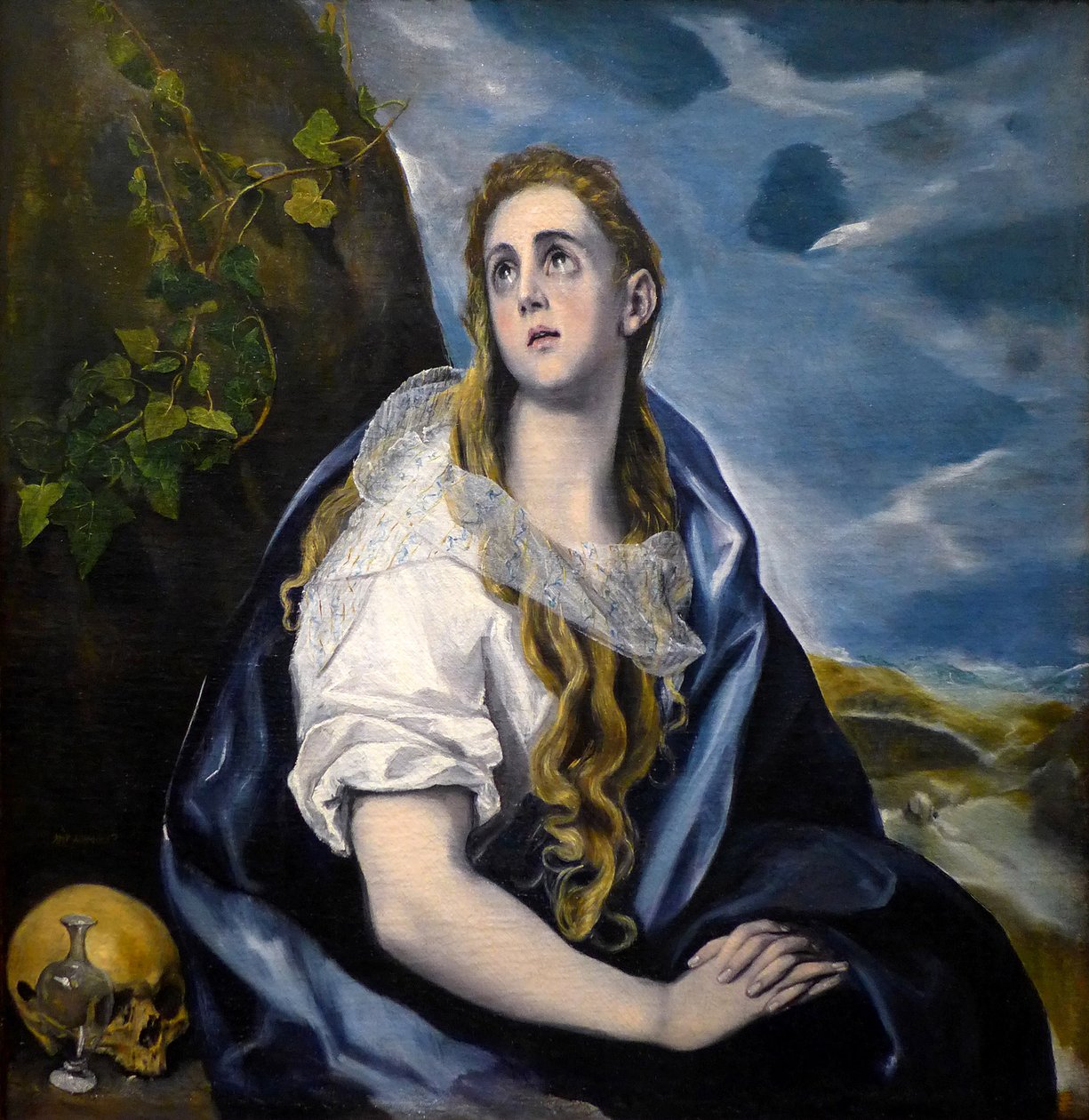 Saint Mary Magdalene Penitente, maleri (olie på lærred ca. 1584, vanite) af Domenikos Theotokopoulos dit The Greco (1541-1614) - Greco, Domenico Theotocopuli, kaldet El (1541-1614). Maria Magdalena i anger. c. 1584. Olie på lærred. Worcester Art Museum ( af El Greco