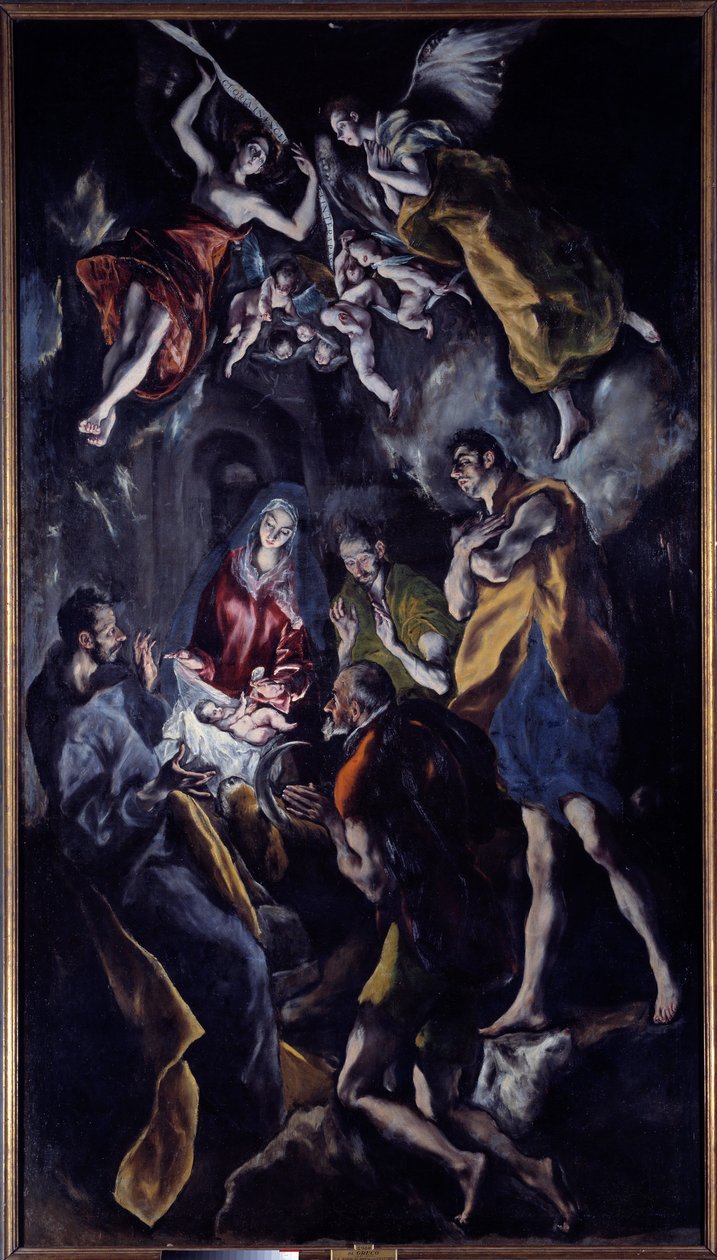 Hyrdernes tilbedelse, maleri af Domenikos Theotokopoulos Dit El Greco (1540-1614) af El Greco