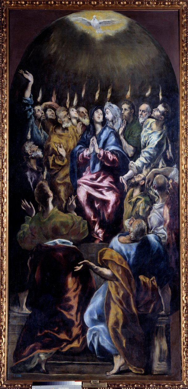 Pinsemaleriet af Domenikos Theotokopoulos dit El Greco (1541-1614) 1600-tallet søn. 2,75x1,27 m Madrid, Prado Museum - Pinsedag. Maleri af Domenikos Theotokopoulos kendt som El Greco (1541-1614) af El Greco