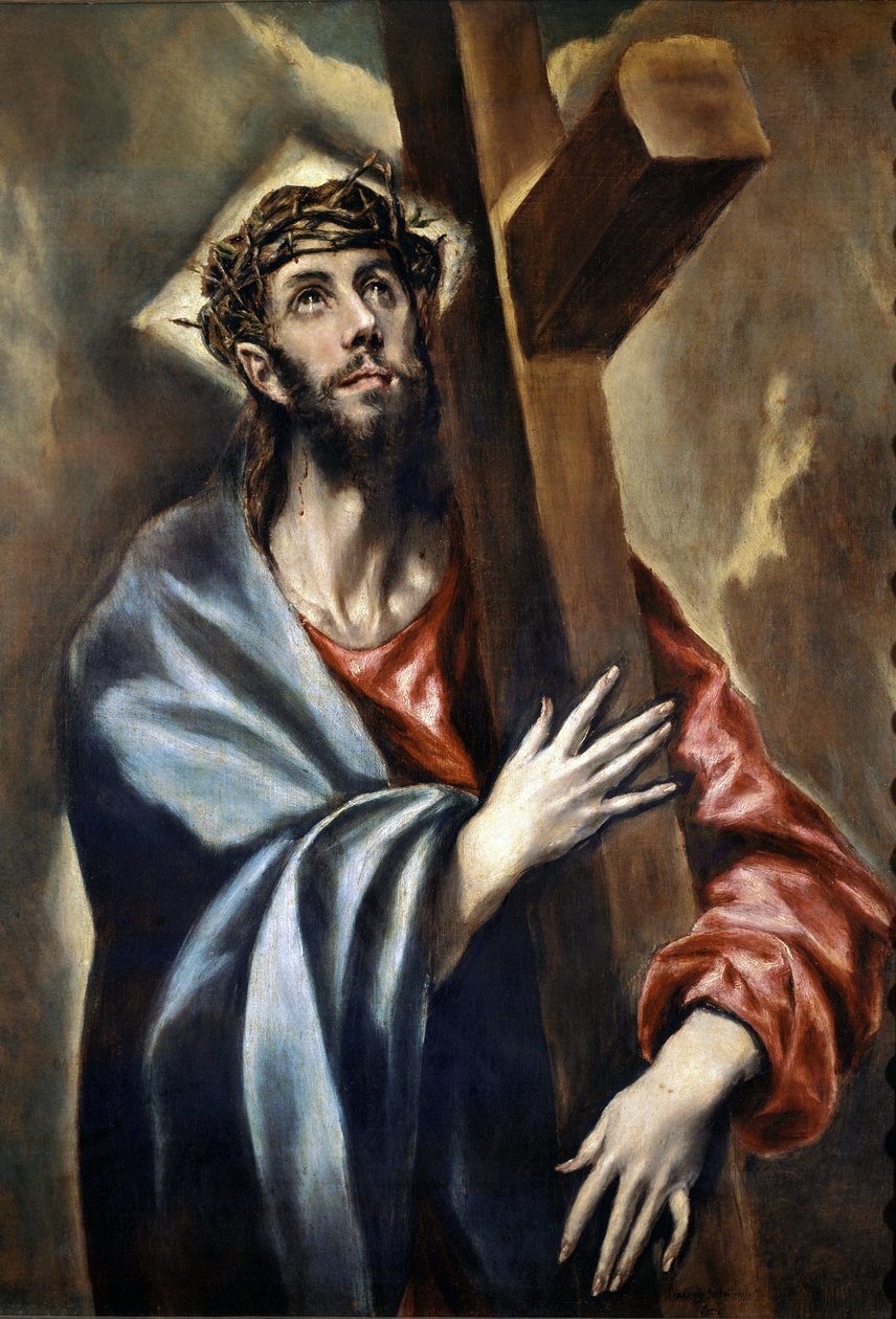 Vejen til Golgata, detalje af Kristus, der bærer korset (olie på lærred af El Greco