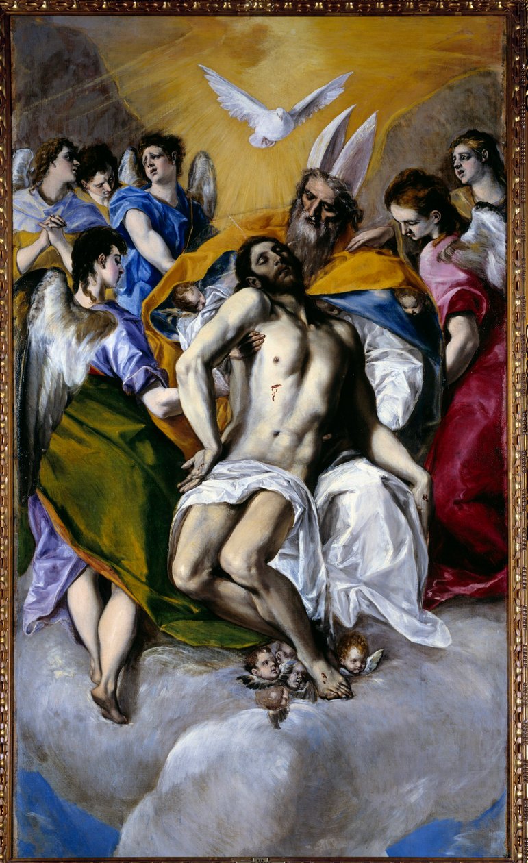 Treenighedsmaleriet af Domenikos Theotokopoulos Dit El Greco (1540-1614) 1577 Søn. 3x1,79 m Madrid, Prado-museet af El Greco