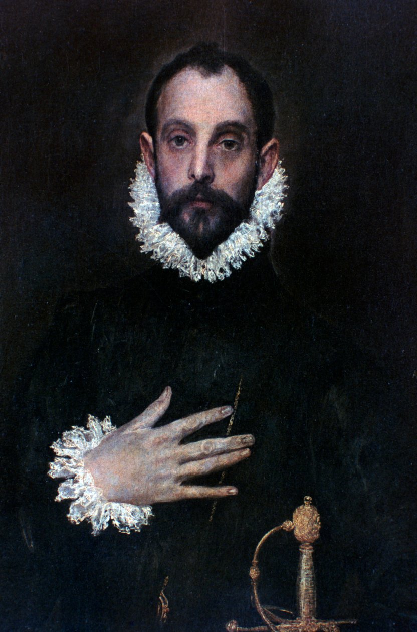 En adelsmand med hånden på brystet, c1577-1584 af El Greco