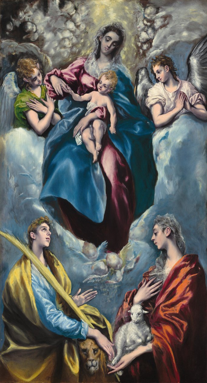 Madonna og barn med Saint Martina og Saint Agnes af El Greco