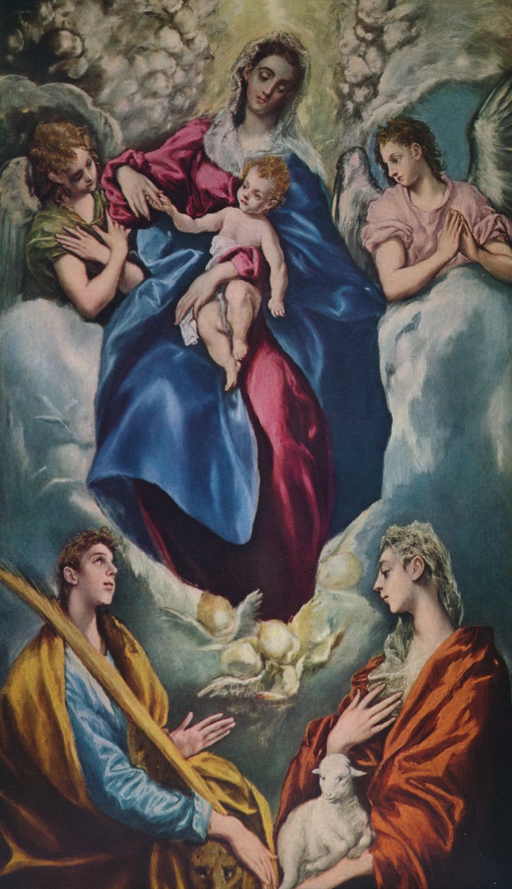 Madonna og barn med Saint Martina og Saint Agnes, 1597-1599 af El Greco