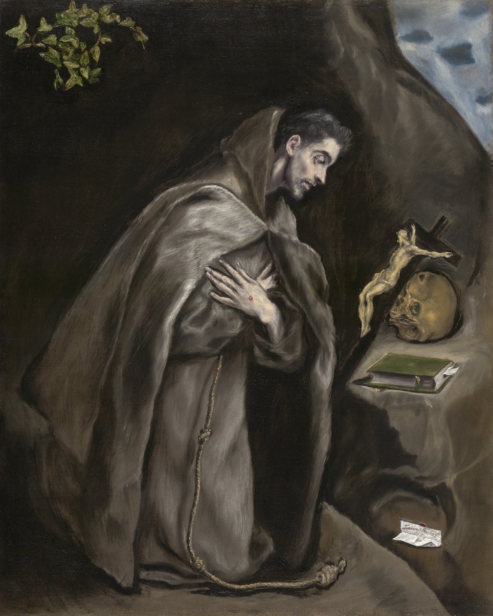 Sankt Frans knæler i meditation, 1595-1600 af El Greco