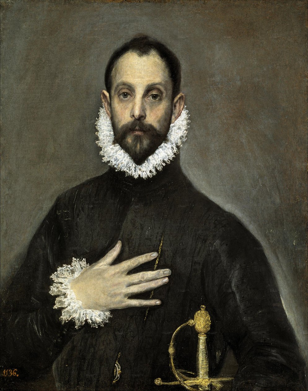 Spansk:  El caballero de la mano en el pecho Adelsmanden med hånden på brystet af El Greco