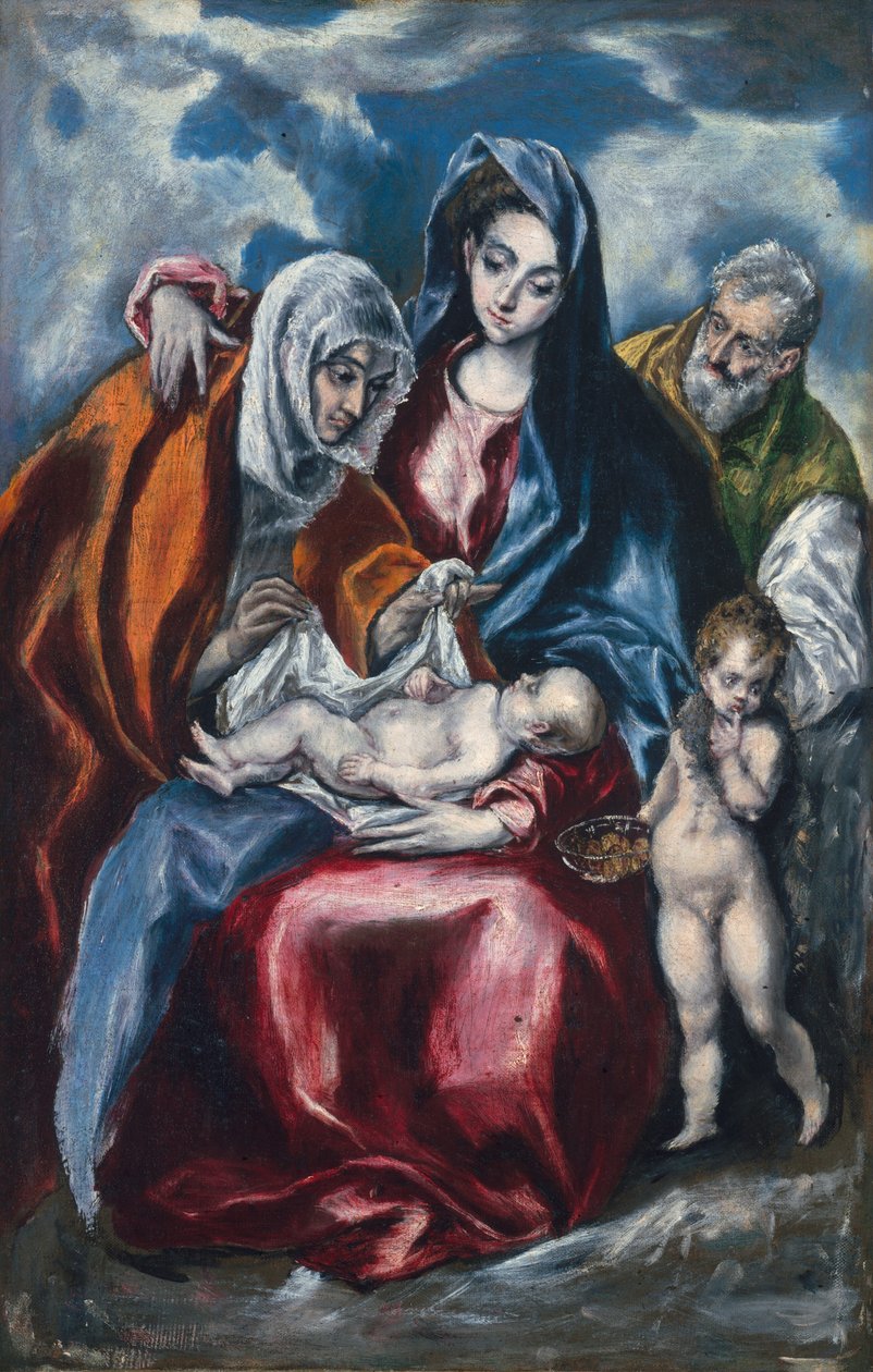 Den hellige familie med Saint Anne og spædbarnet Johannes Døber af El Greco