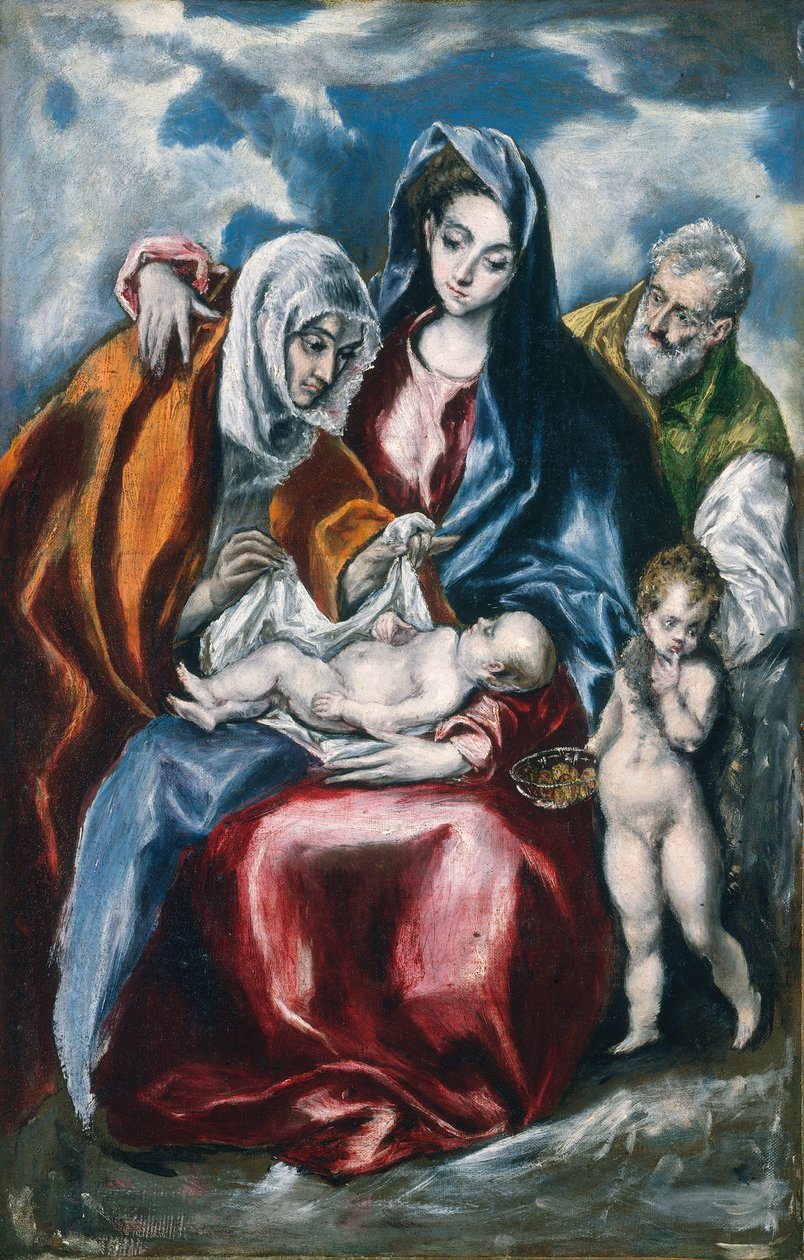 Den hellige familie med Sankt Anne og spædbarnet Johannes Døberen, ca. 1595-1600 af El Greco