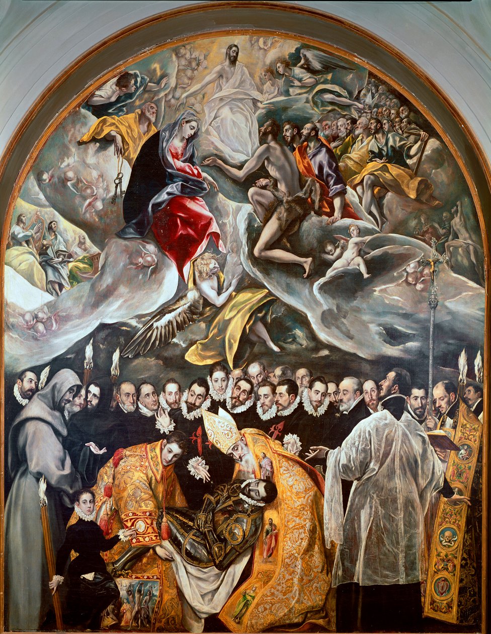 Begravelsen af greven af Orgaz Nederste detalje af maleriet af Domenikos Theotokopoulos dit El Greco af El Greco