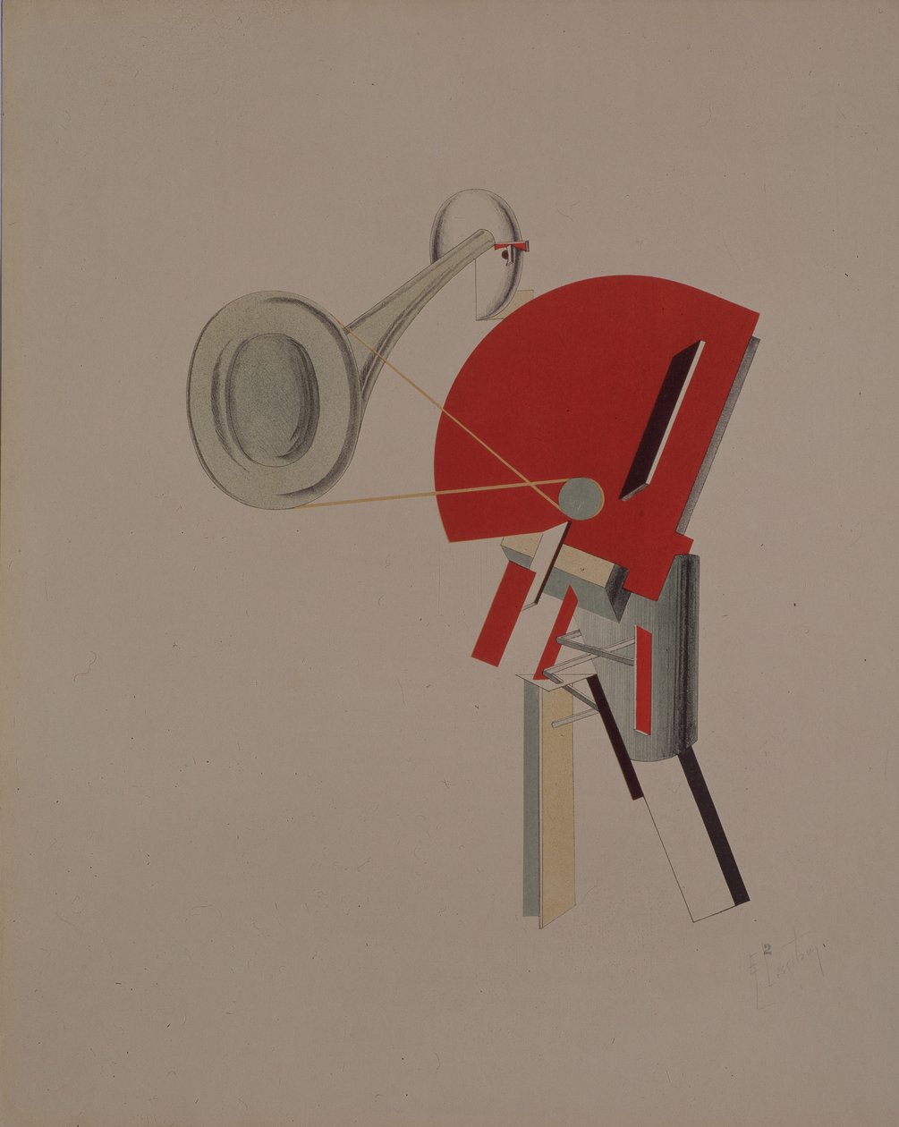 Oplæser. Figur til operaen Victory over the sun af A. Kruchenykh, 1920-1921 af Eliezer Markowich Lissitzky