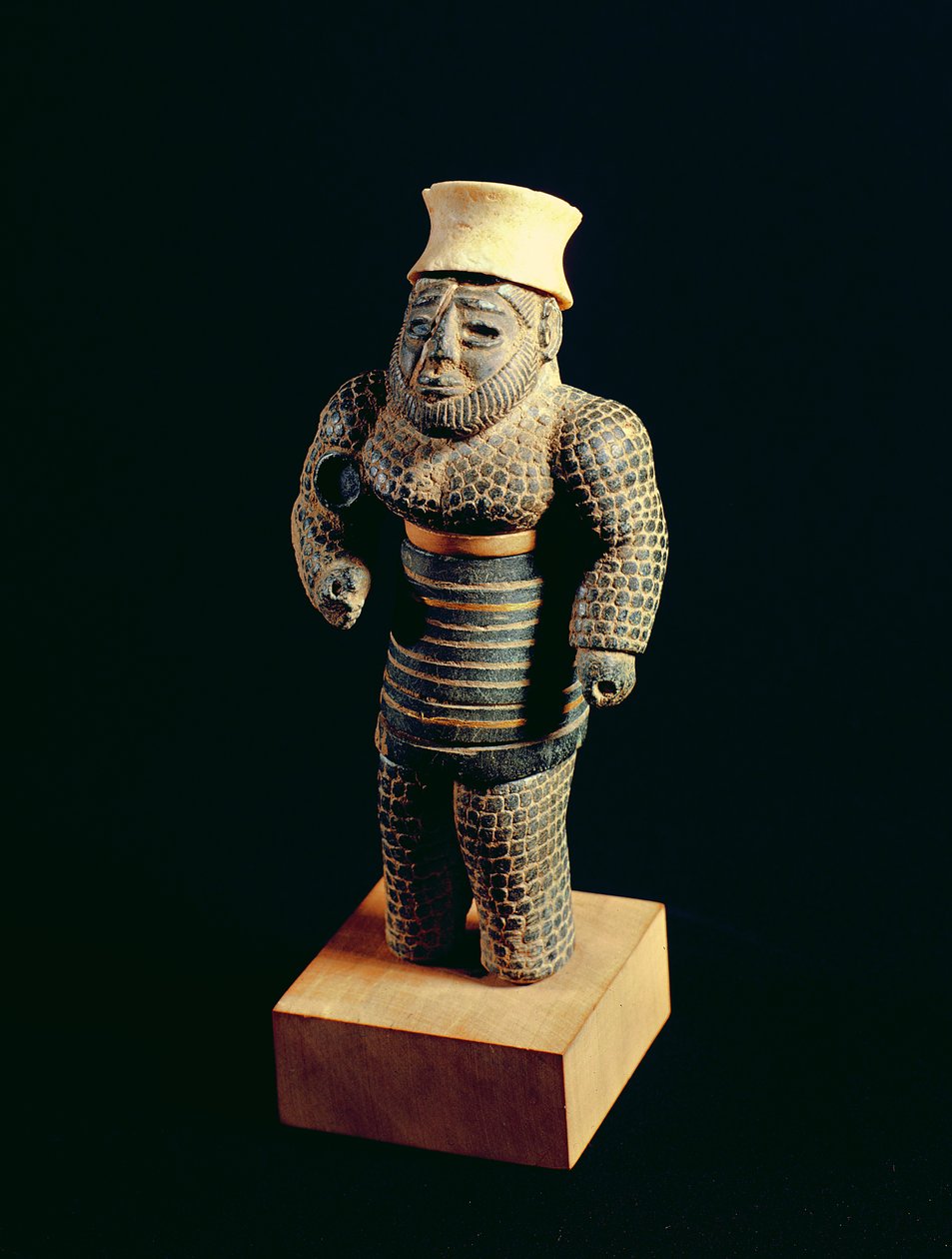 Statuette af en skægget mand med overskæg, fra Susa, Sydvestlige Iran glimmer, guld og sten af Elamite