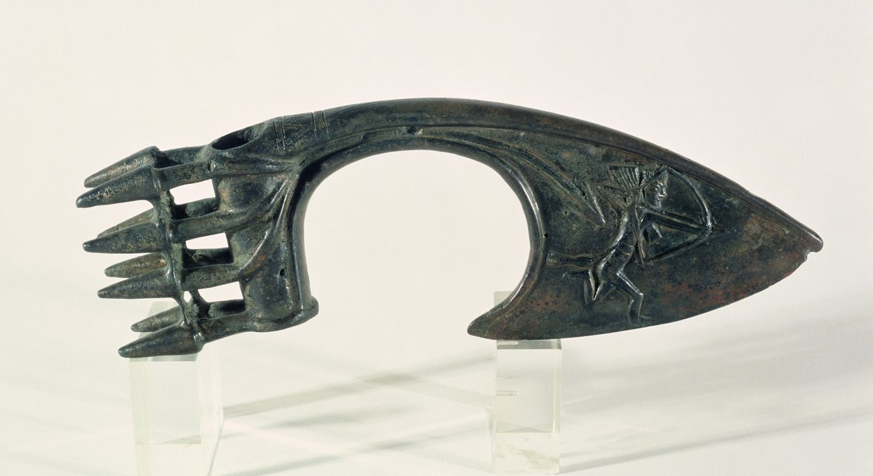 Økseblad, der forestiller en bueskytte, muligvis fra Lorestan, Iran, slutningen af 2. eller begyndelsen af 1. årtusinde f.Kr. (bronze) af Elamite