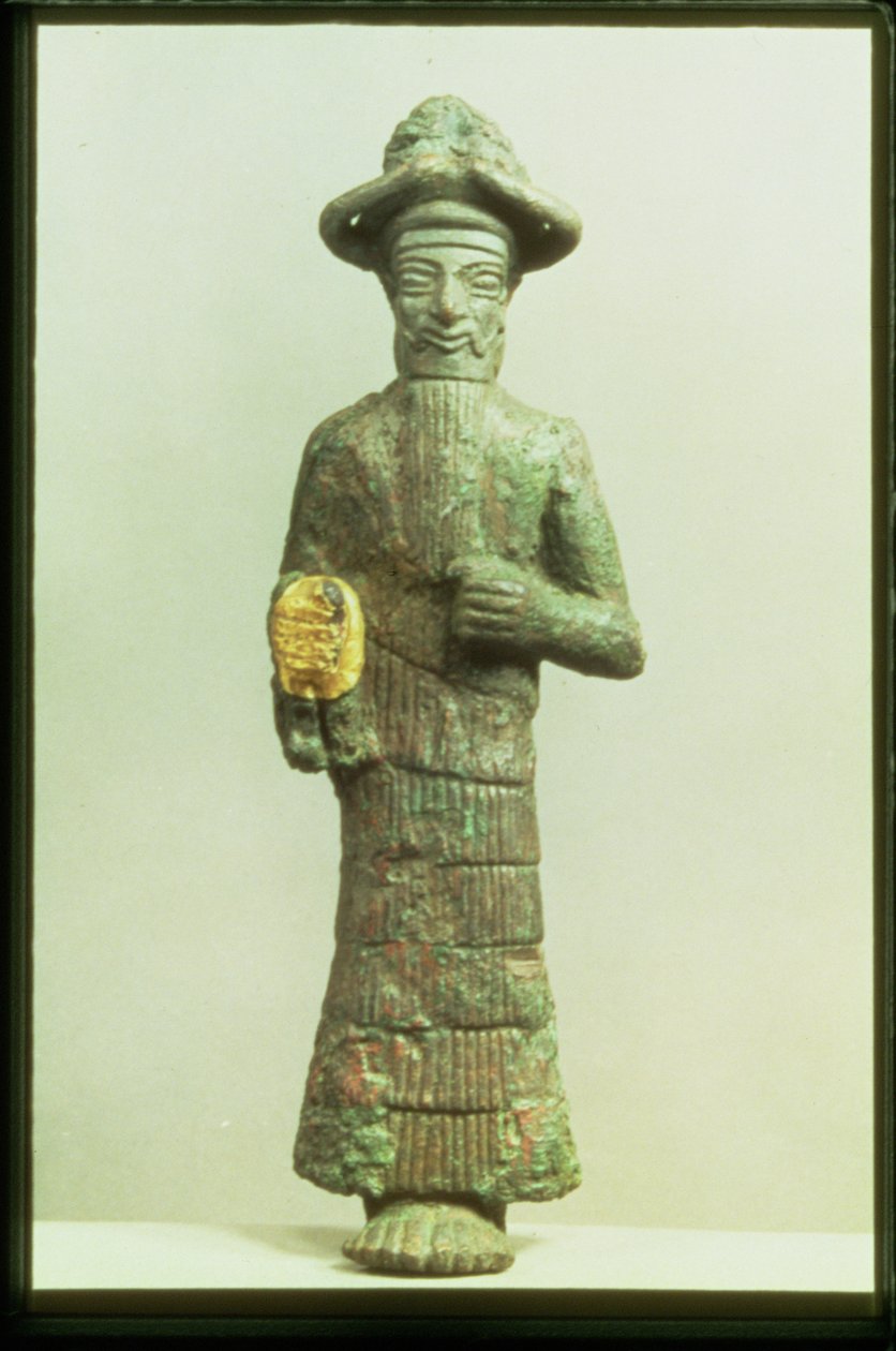 Elamitisk Gud med gylden hånd fra Susa, det sydvestlige Iran, ca. 1800-1700 f.Kr. (bronze og guld) af Elamite