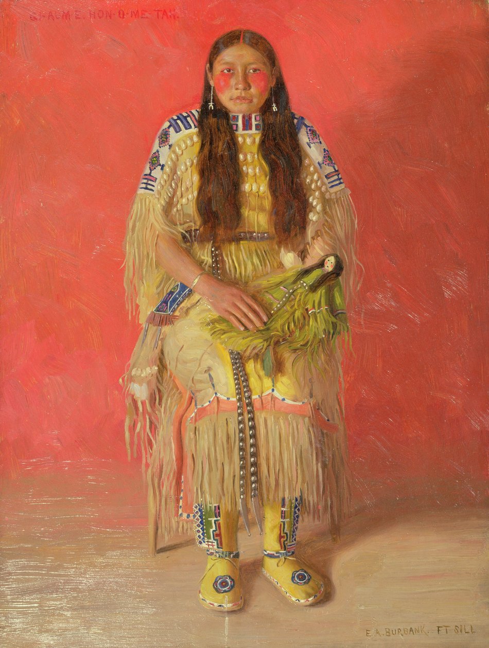 Gi-aum-e-hon-o-me-tah (olie på lærred) af Elbridge Ayer Burbank