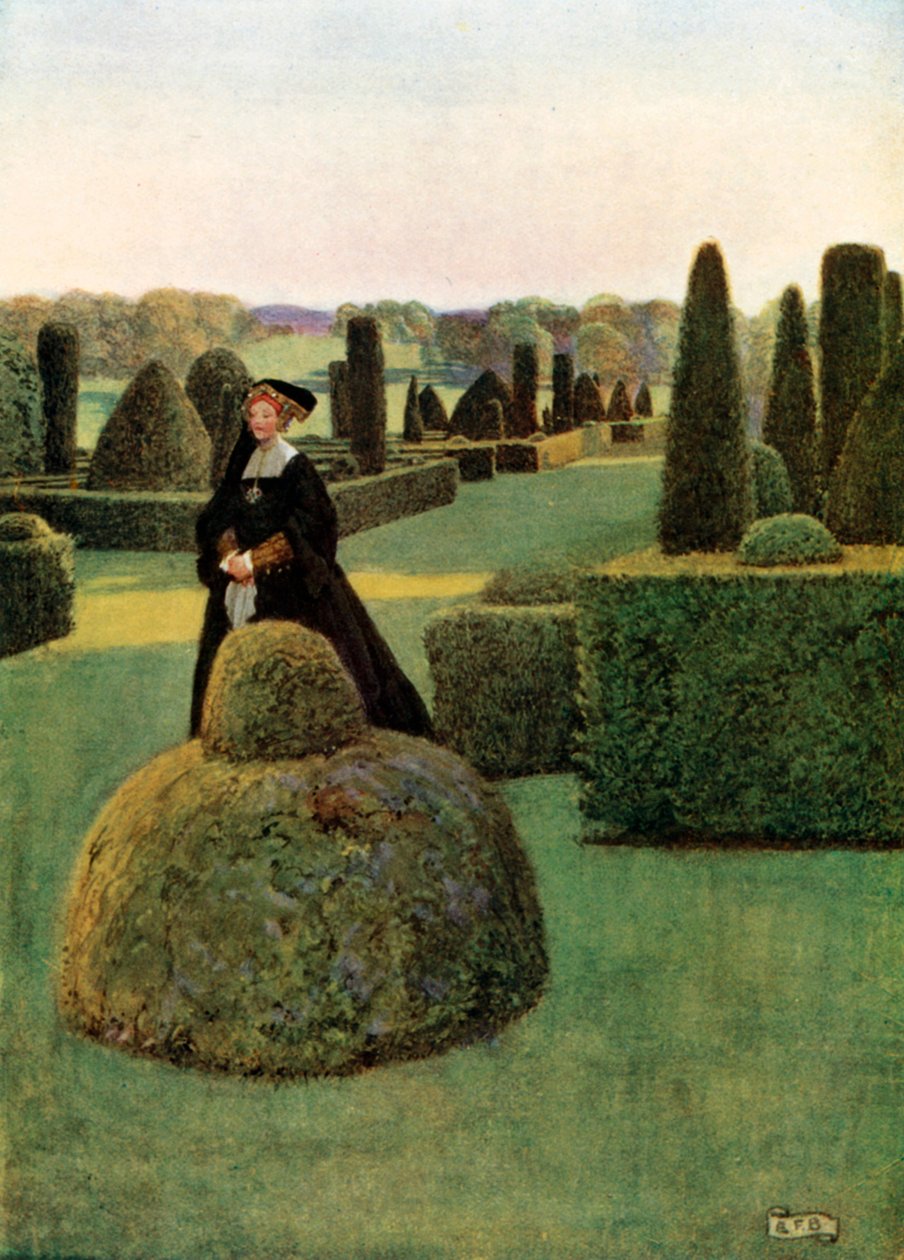 Fair Rosamond. Thomas Delone. Fair Rosamond (farvelitografi) af Eleanor Fortescue-Brickdale