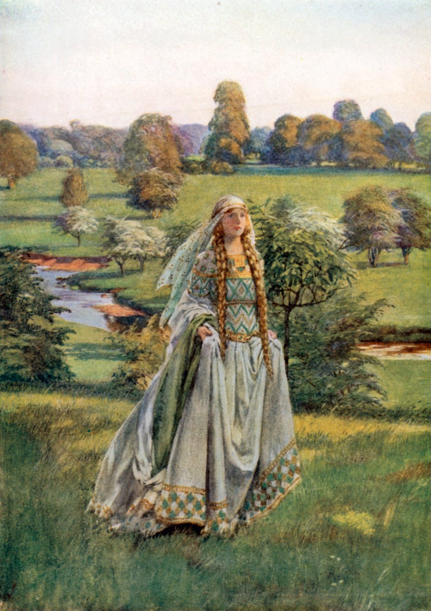 Guinevere. Tennyson (farvelitografi) af Eleanor Fortescue-Brickdale