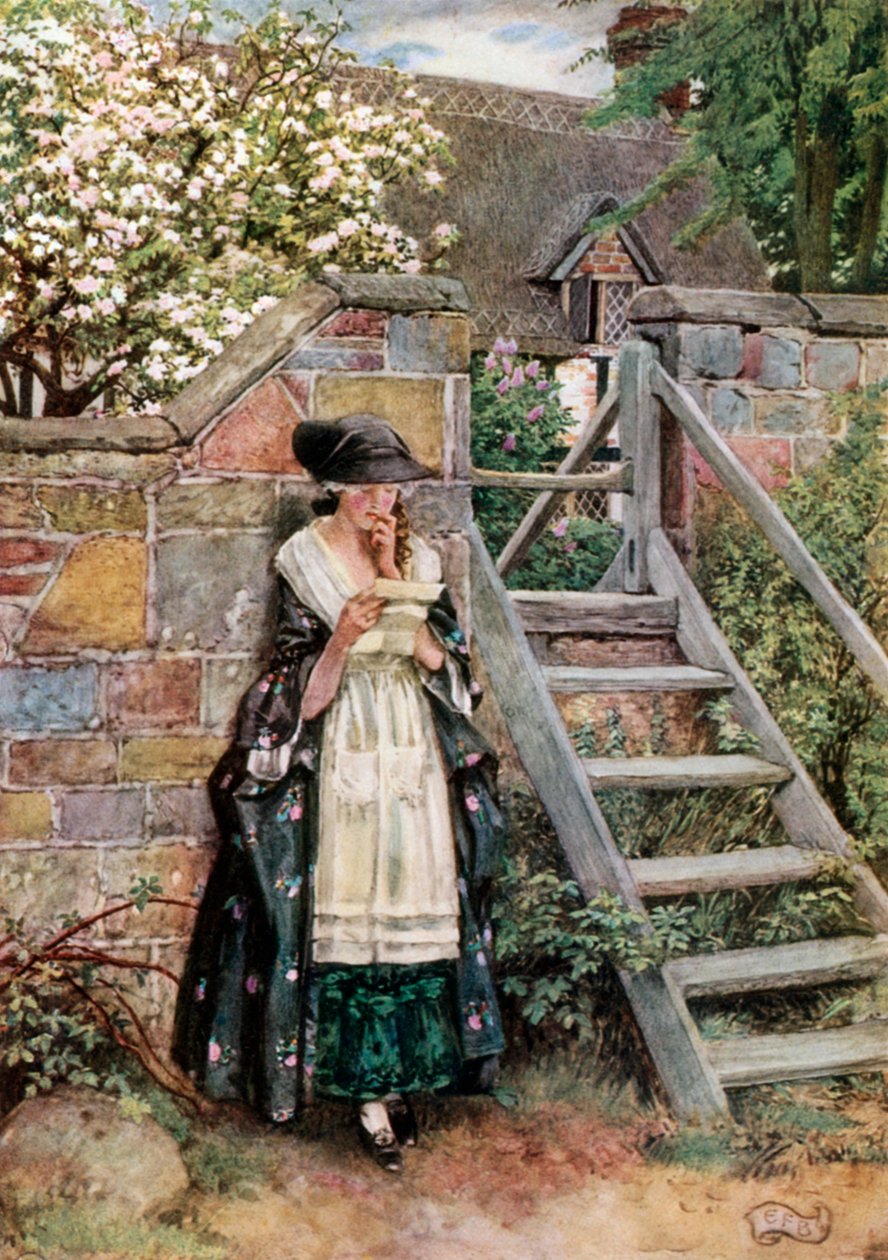Olivia. Goldsmith. The Vicar of Wakefield (farvelitografi) af Eleanor Fortescue-Brickdale