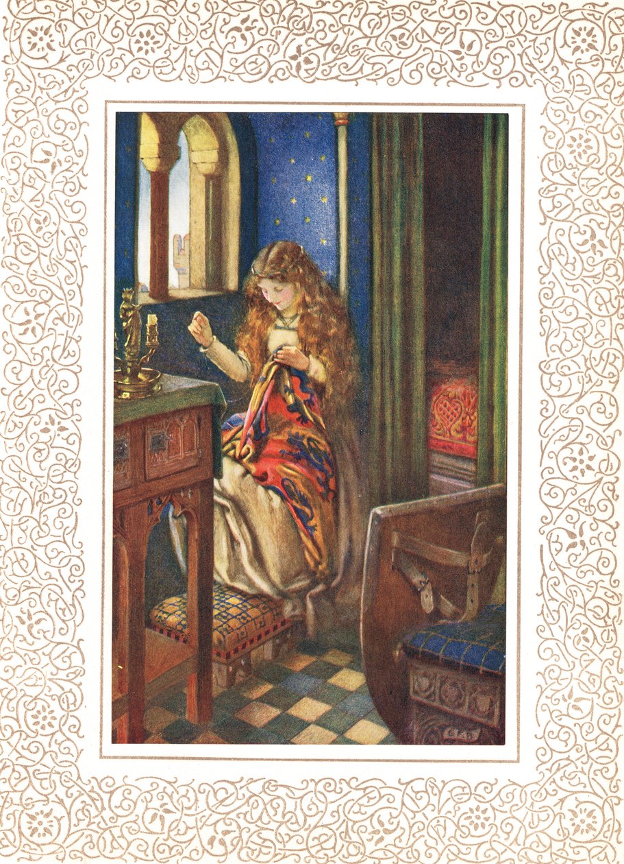 The Lily Maid of Astolat ellers kendt som Lady of Shalott, illustration fra 
