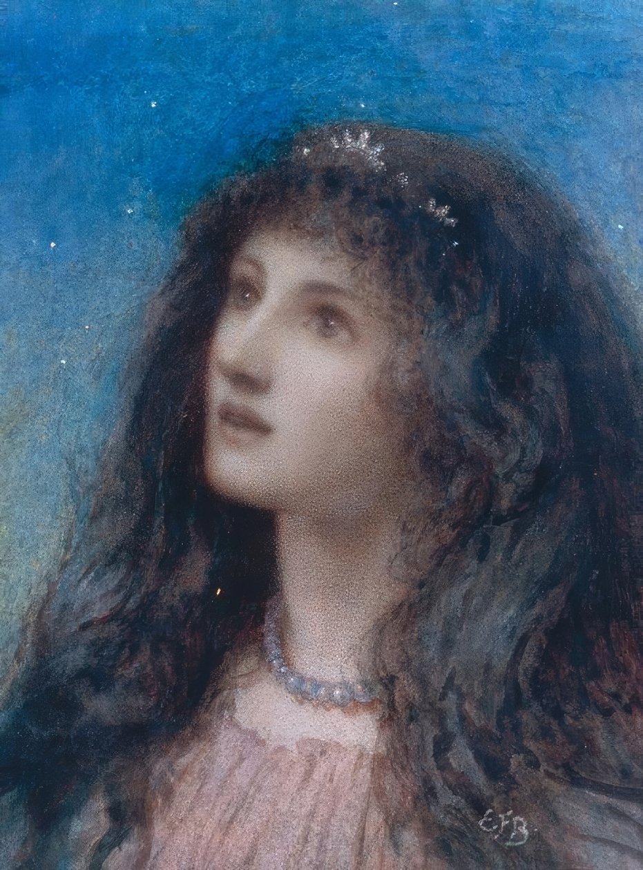 Leder af en ung pige om natten af Eleanor Fortescue Brickdale