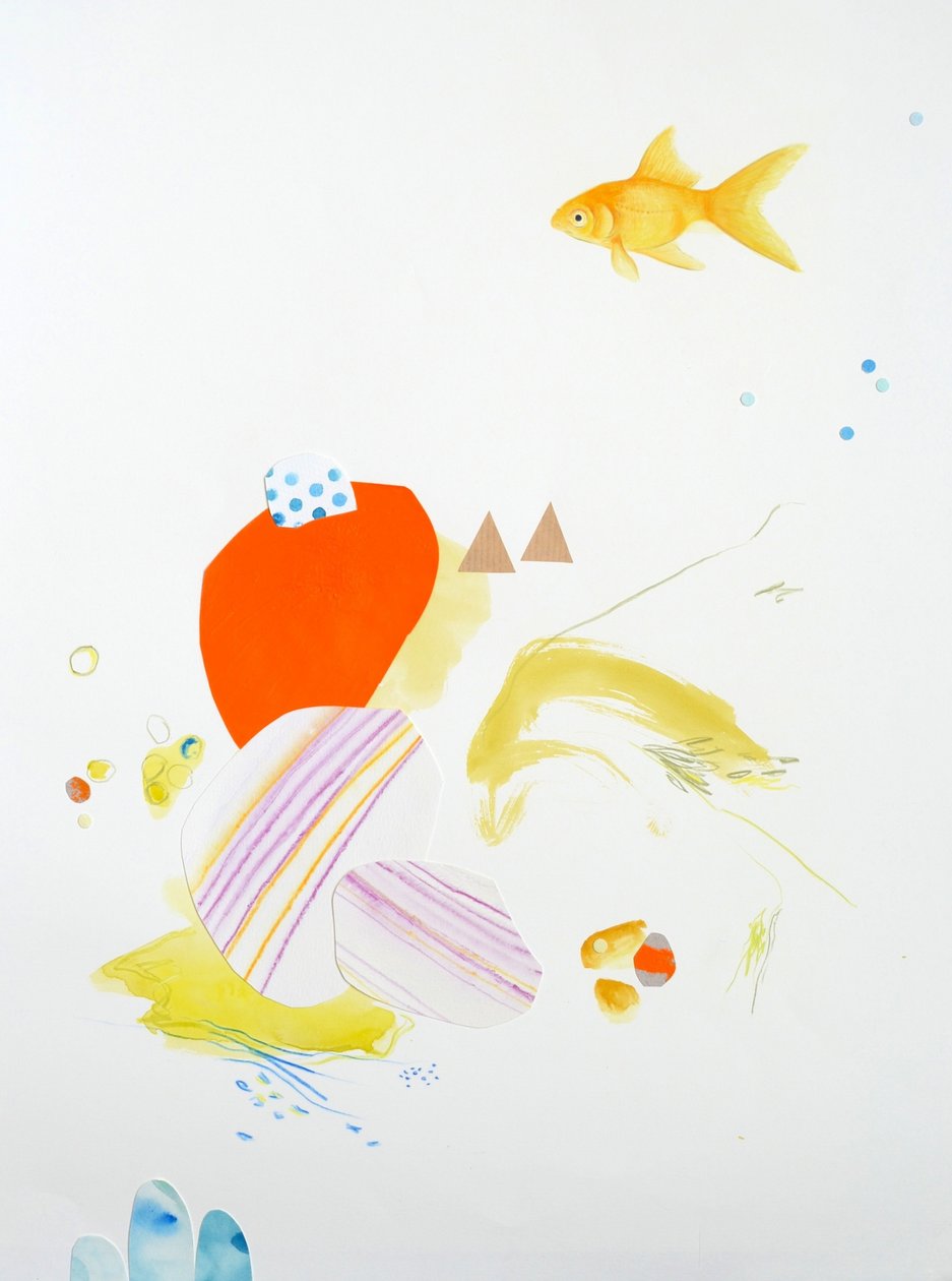 Fish Composition, 2015 (akvarel og collage på papir) af Eleanor Grafton