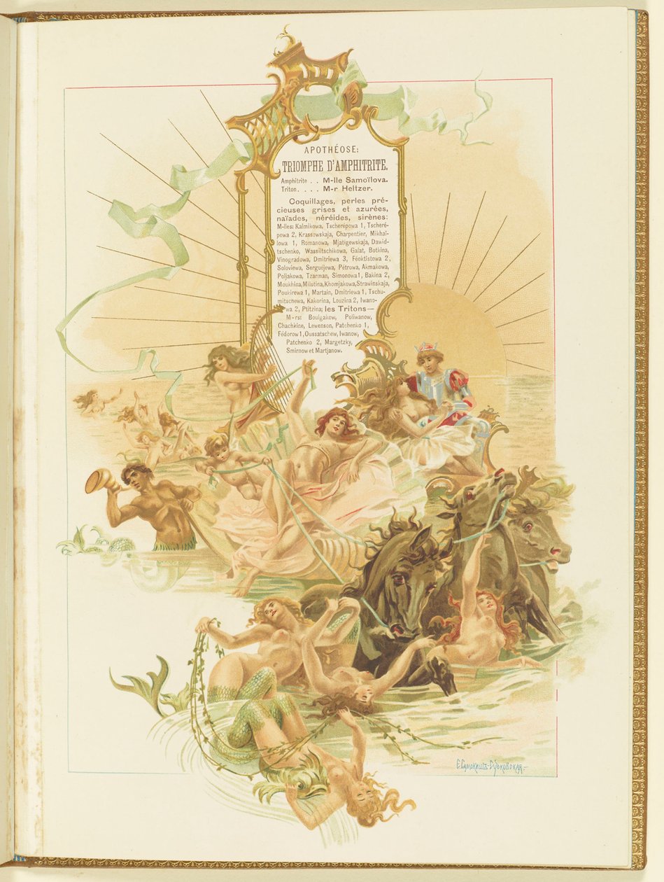 Program for balletten La Perle af Marius Petipa og Riccardo Drigo, 1896. af Elena Petrovna Samokish Sudkovskaya