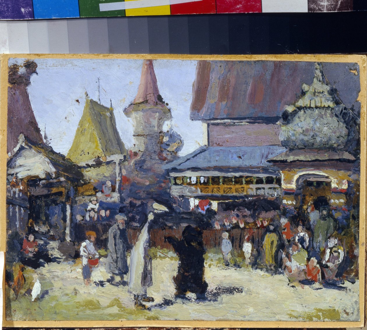 Prinsens hof. (Fyrsteretten). En bjørnetæmmer i storhertugdømmet Moskva i urolighedernes tid (1598-1613). Maleri af Elena Dmitryevna Polenova (1850-1898), olie på lærred af Elena Polenova