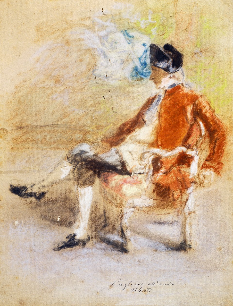 Figur i kostume fra det 18. århundrede, ca.1890 (pastel på papir) af Eleuterio Pagliano